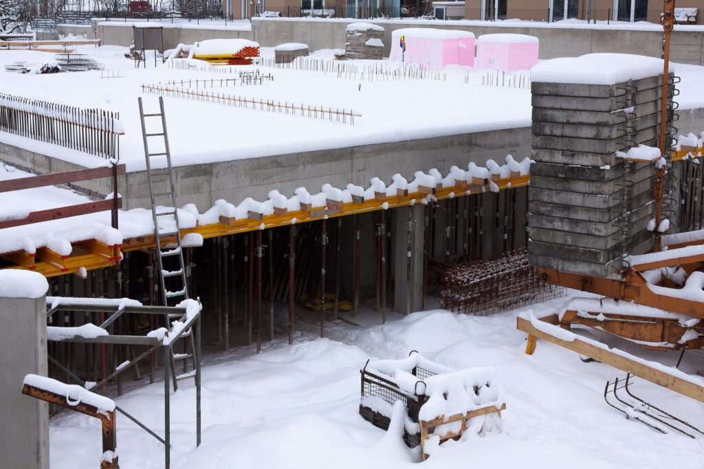 Winter construction site